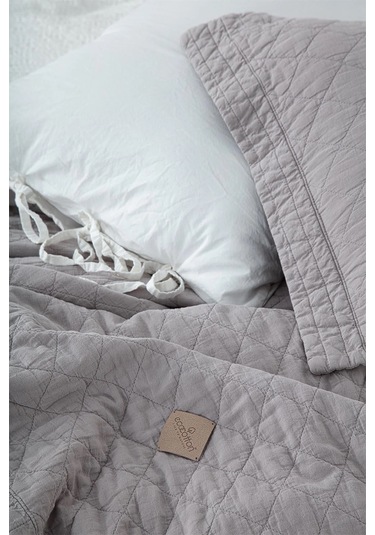 Ecocotton Reha Gri Çift Kişilik %100 Organik Pamuk Yatak Örtüsü Seti 240 260 Cm Gri