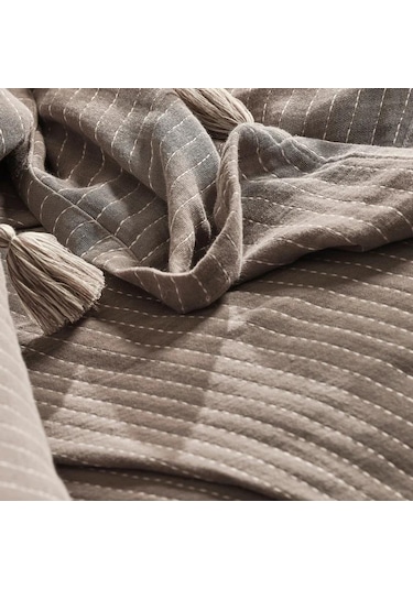 Jakarlı Müslin Yatak Örtüsü Çift Kişilik Costa Vizon