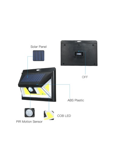 Suofeng Güneş Enerjili Cob Led Hareket Sensörlü Aydınlatma - Ip65 Su Geçirmez Dış Mekan Duvar Lambası Gümüş