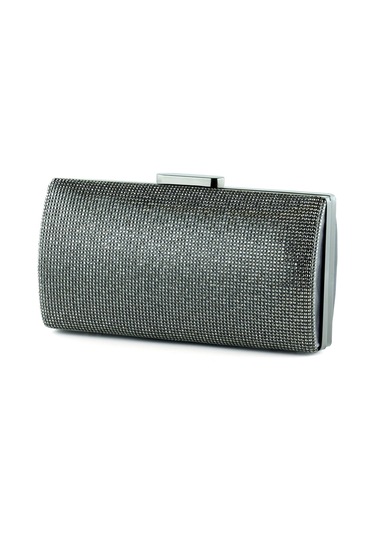 Erkan Saçmacı Antrasit Saten Kristal Taşlı Metal Saplı Abiye El Çantası Antrasit