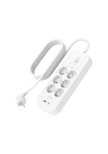Belkin 6'lı Çoklu Priz, Yüksek Gerilim Korumalı, Duvara Montaj, 6