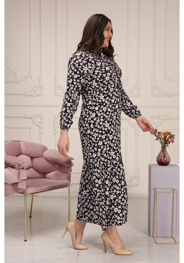 Aymeravm - Çiçek Desenli Viskon Elbise - Çuha0401Ga