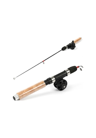 Kış Balıkçılığı İçin Buz Olta Ve Makara Seti Buzda Balıkçılık Sentetik Ahşap Saplı Olta Takımı Rod & 40 Reel