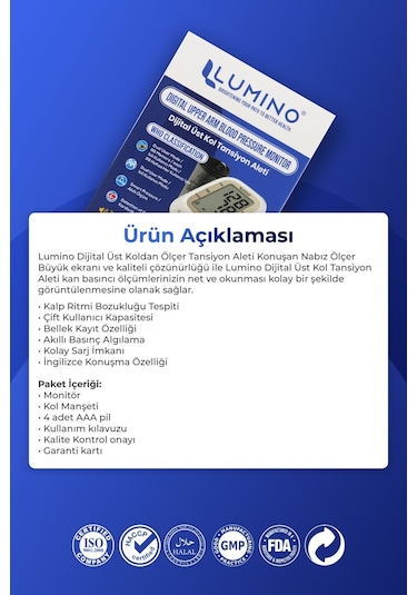 Lumino JN-163B İngilizce Konuşan Tansiyon Aleti