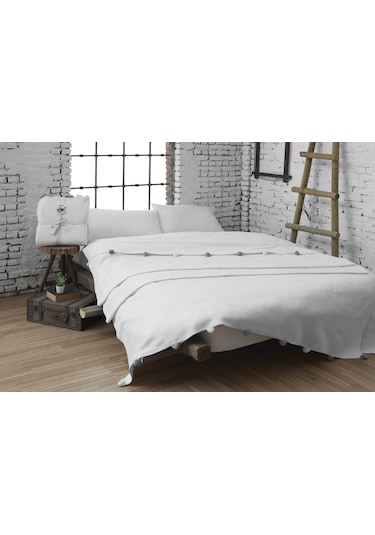 Dolce Bonita Home Tek Kişilik Ponponlu Pike Battaniye 150x200 Kre