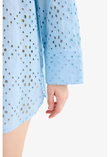 DeFacto Regular Fit Pamuklu Brode Plaj Gömleği-Fall in Love C0506AX25SMBE93 DeFacto Regular Fit Pamuklu Brode Plaj Gömleği-Fall in Love C0506AX25SMBE93