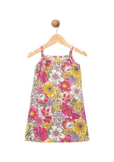 Çiçek Desenli Elbise Fuşya