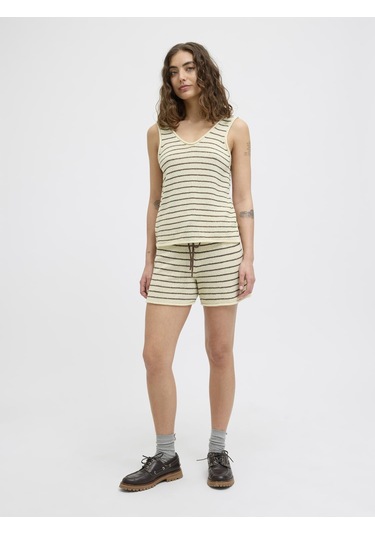 Jack & Jones Kadın Kalin Askili Triko Bluz - Amara - 12275494 Bone White