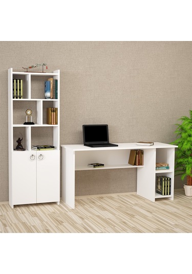 Kalenderdekor1 Kalender Dekor Avel Mayra 145 Cm Çalışma Masası Takımı Avlm01 Beyaz