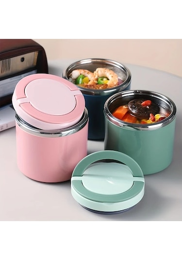 Chuangyinshop Mavi 21,3 Oz Paslanmaz Çelik Yemek Saklama Kabı Mavi