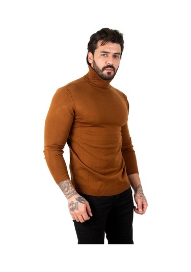 Deepsea Kahve Balıkçı Yaka Kahve Düz Kazak 2002292 Kahve Kahverengi