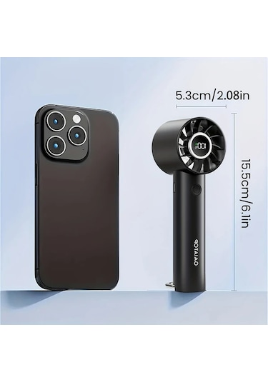 Oldfriend Gaıatop Usb Şarjlı Mini Fan Led Ekran Ve El Feneri 3 Hız Pembe