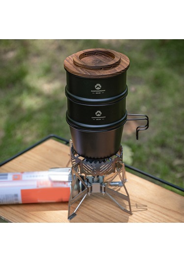 Mufunye Kamping Ve Piknik İçin Ti Kaplı Paslanmaz Çelik Ocak, Sierra Kaserası İle Kullanıma Uygun, Gıda Buharlamak İçin Taşınabilir Buhar Tepsisi - Siyah Bks-362 Siyah