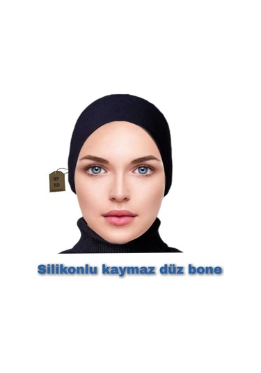 Silikonlu Düz Bone Kaymayan Tesettür Hijab İç Bone Dikişsiz Siyah Çok Renkli