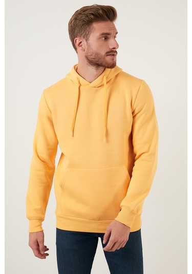 Buratti Regular Fit Kapüşonlu Kanguru Cepli Içi Tüylü Yumuşak Şardonlu Erkek Sweat 5905281 Hardal