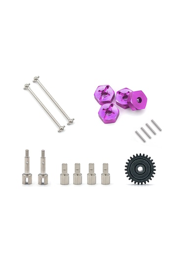 Youmex Rc Araba Alüminyum-çelik Aks Seti: 144001 1/14伟力 İçin Kutu Kemiği, Birleştici, Tekerlek Axi, Diferansiyel Kupa Ve 27t Motor Dişi Mor