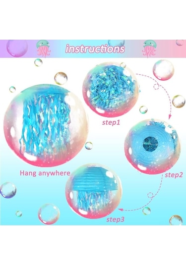 Tongxida 6'lı Renkli Medusa Folyo Feneri - Doğum Günü Dekorasyonu Pembe Askı Takımı Yarıçaplı Pembe