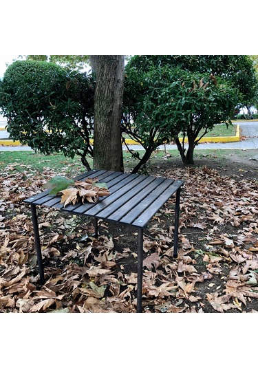 Bag The Joy Ahşap Masa Sandalye Seti Antrasit - Bej - 70 70 55cm Antrasit