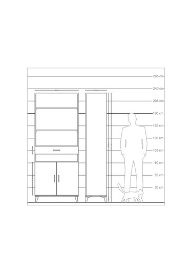 Arges Dolap 5 Raflı Tek Çekmeceli 2 Kapaklı 88x30x221 Çam-aytaşı Atlas Çam