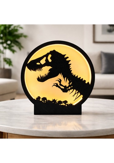 Fibrika Store Prehistorik Siluet Aydınlatma - Modern Dekoratif Gece Lambası Siyah