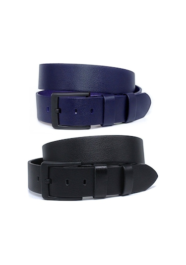 Manda Derisi Erkek Kot Kemeri 4,5 Cm Siyah - Lacivert