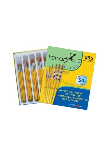Fanart Academy Seri 535c Sentetik Kıl Yuvarlak Fırça Seti No:2-4-6-8-1012 54 Lü 7535c.s2
