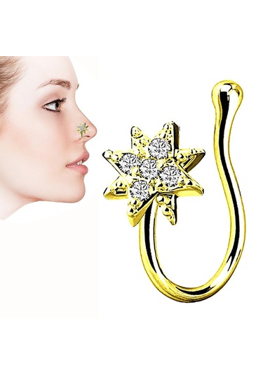 Homyl Sahte Burun Halkaları 18g Dudak Kulak Septum Altın