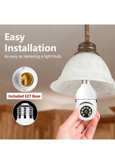 Akıllı Wifi Ampul Kamera V 380 Uygulma Kotrol Renkli Gece Görüş