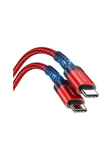 Jsaux 100w 2 Metre 5 Amper Süper Hızlı Type-c To Type-c Şarj Ve Data Kablosu - Kırmızı - Cc0020