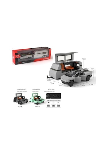 Kutulu 1:32 C-k Işıklı Sesli Karavan Tesla Cybertruck