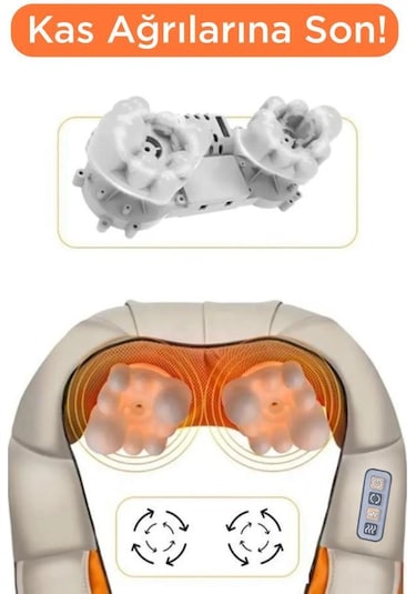 Torima Qy-666 Cream Ovmalı Isıtmalı Boyun Sırt Bel Omuz Bacak Masaj Yastığı Masaj Aleti Krem