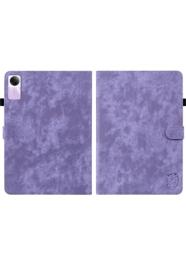 Maiyame Xiaomi Redmi Pad Se 11" İçin Lüks Deri Kılıf - Manyetik Kapatma, Şok Emici, Stand Fonksiyonu Ve Kart Slotu - Mor