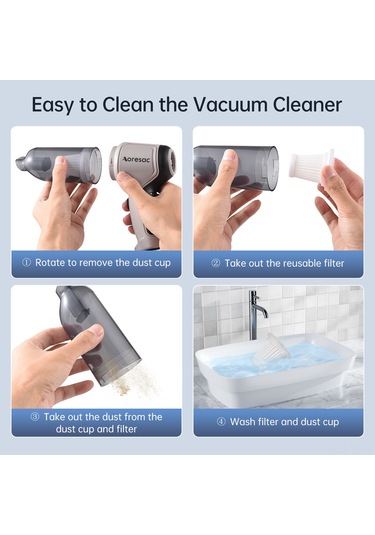 Yifomall Aoresac Taşınabilir Araç İçi Kablosuz Süpürge, 12000pa Güçlü Emiş, 2000mah Pil, Usb Şarj, Fırçalı Motor