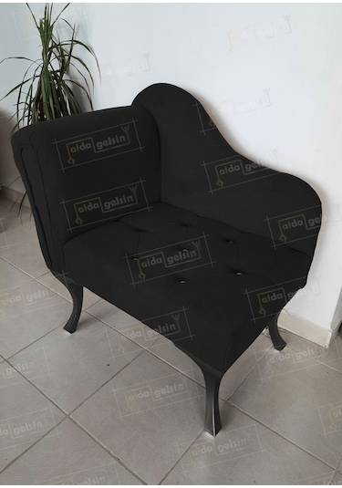 Yeni Model Tekli Köşe Koltuğu Josefin Bench Siyah Ayak Siyah