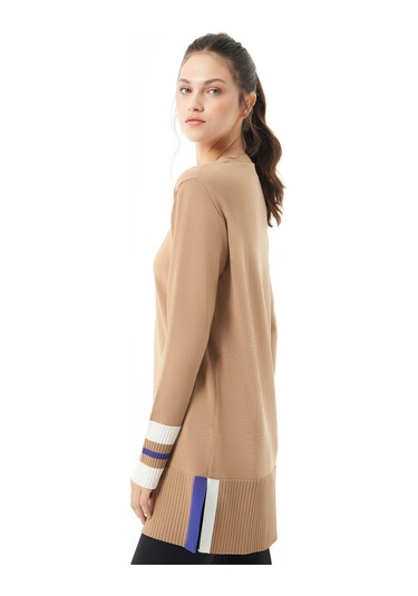 Mizalle Kol Renkli Rayon Triko Camel Tunik Camel