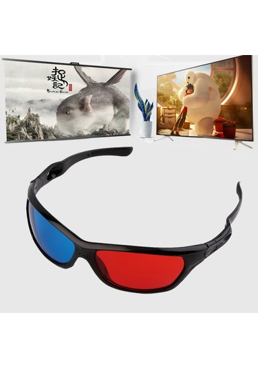 2 Adet Evrensel 3d Plastik Gözlük Siyah Çerçeve 3d Visoin Cam Boyutlu Anaglyph Film Oyunu Dvd Video