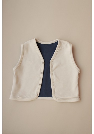 Yengeç Nakışlı Çift Taraflı Yelek İndigo