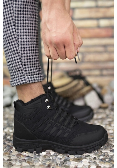 X-step X6 Siyah Termal Kürklü Kışlık Erkek Bot Ayakkabı 001