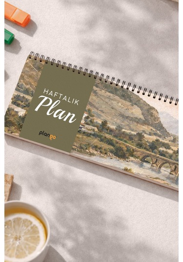Tarihsiz Spiralli Haftalık Masaüstü Planlayıcı - Sakarya - 10x30 Cm Plango Turkuaz