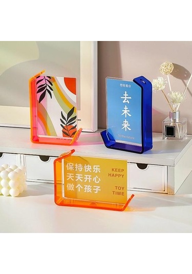 6/7-inç Yüzen Fotoğraf Çerçevesi Kendin Yap Çift Taraflı Yatay Dikey Neon Akrilik Ev Ofis Masaüstü Ayaklı Dekoratif