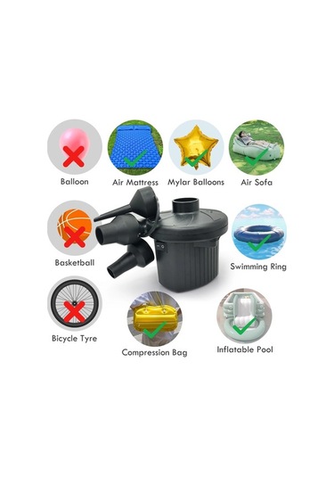 Zyzqstore Türkçe Hava Yatağı Pompa, Ac220v Taşınabilir Hızlı Doldurma Elektrikli 1 Adet