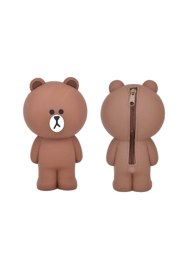 Sevimli 3 Boyutlu Ayı Şeklinde Silikondan Yapılmış Kalemlik Ve Okul Malzemeleri Saklama Kutusu - Pratik Ve Şık Tasarım Kahverengi