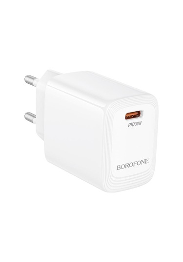 Borofone Bn28 Fuente Tek Portlu Pd30w Şarj Cihazı, Fiş Tipi: Ab Fiş Beyaz Beyaz