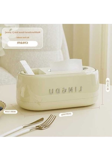 Besthome1 Beyaz Tavşan Desenli Masaüstü Bez Kutusu - Oturma Odası & Banyo Dekorasyonu - 25x13x10cm