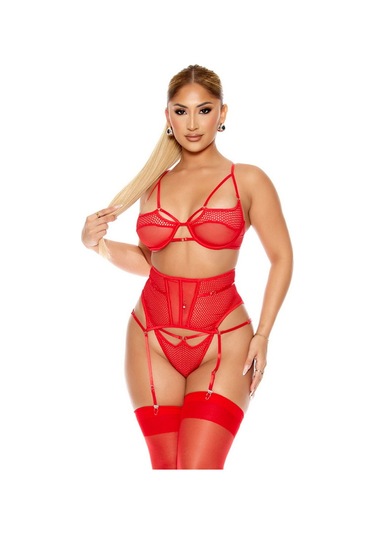 New Dreams Modern Şık Rahat Dikkat Çekici Tüllü Çoraplı Kırmızı Tasarım Jartiyer Gecelik Kırmızı