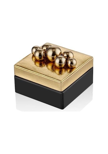 Lamedore Rollıng Stone Black Gold Square Box 15 15 8 Cm