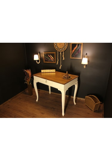 Wooding 110 Cm Masif Ceviz Krem Çalışma Masası