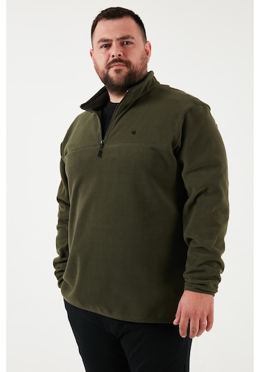 Buratti  Regular Fit Anti-Pilling Büyük Beden Dik Yaka Kışlık Şardonlu Erkek Polar 5906001B Haki