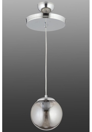 İstanbul Avize Istanbul Avize Sarkıt Tekli Gümüş Tepsili Füme Glop Camlı Avize