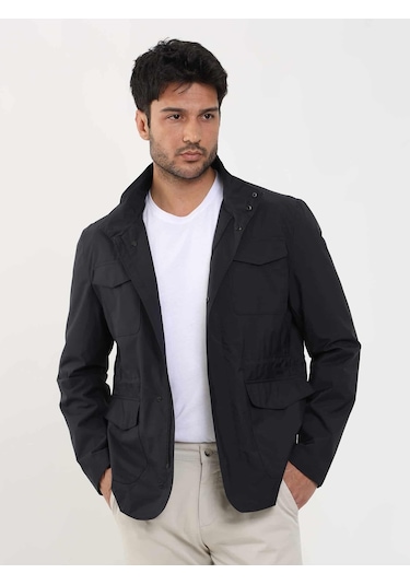 Dufy Lacivert Erkek Regular Fit Düz Hakim Yaka Safari Mont - 104369-Lacivert